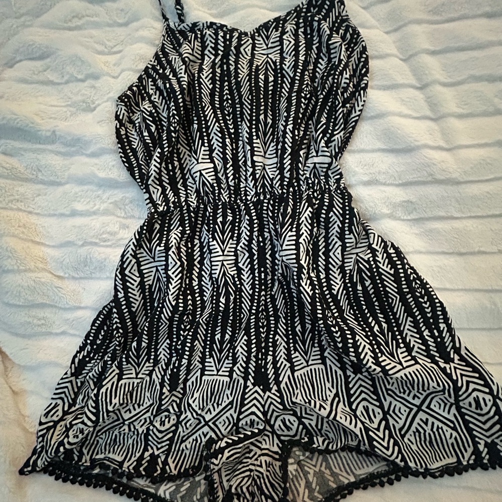 Black and White Patterned Romper